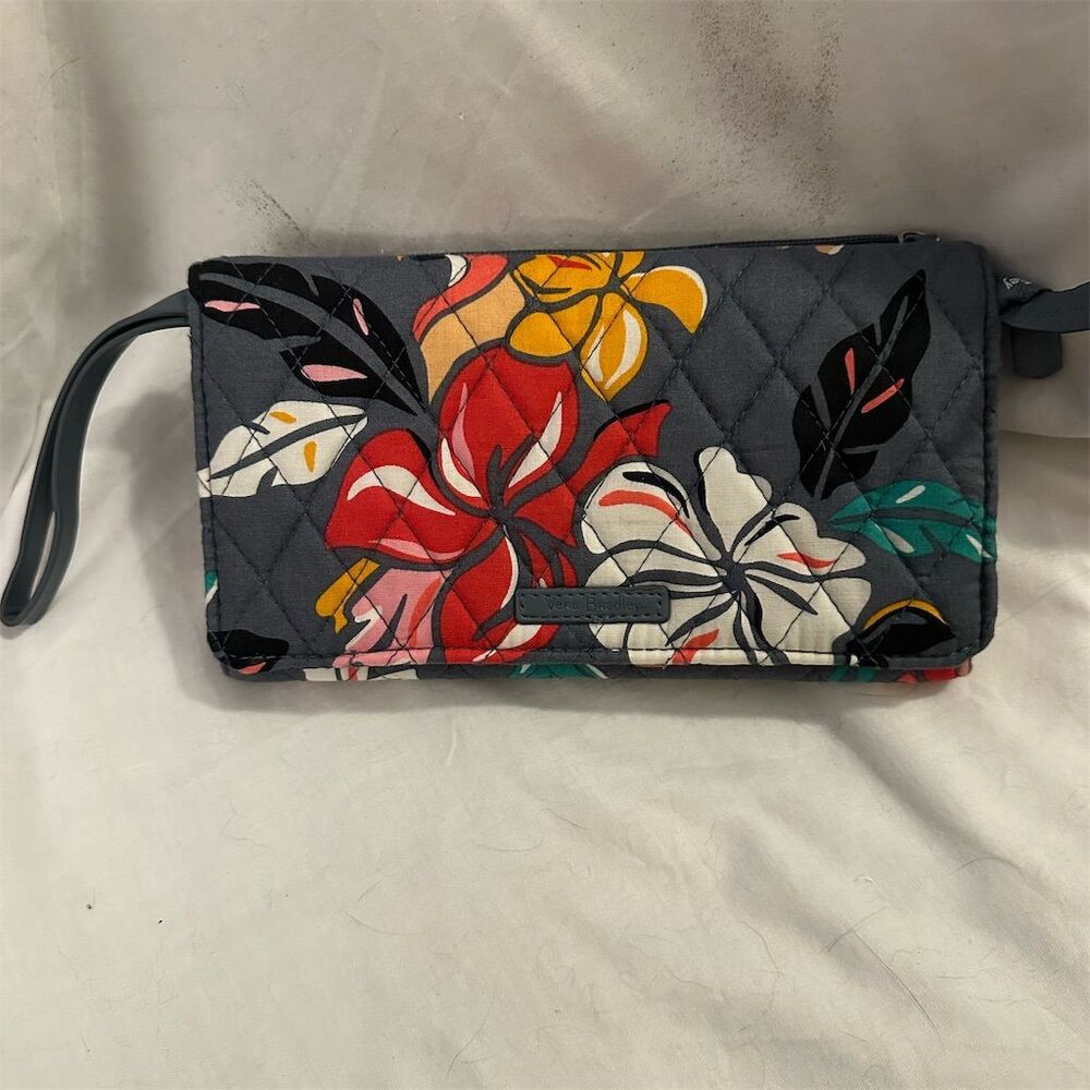 Vera Bradley Women's Floral RFID Wristlet Wallet Gray